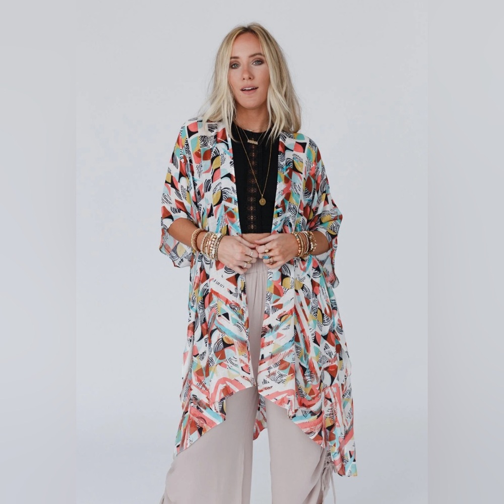 TBN-Retro Geo Kimono (Mint)-OS-NWT
